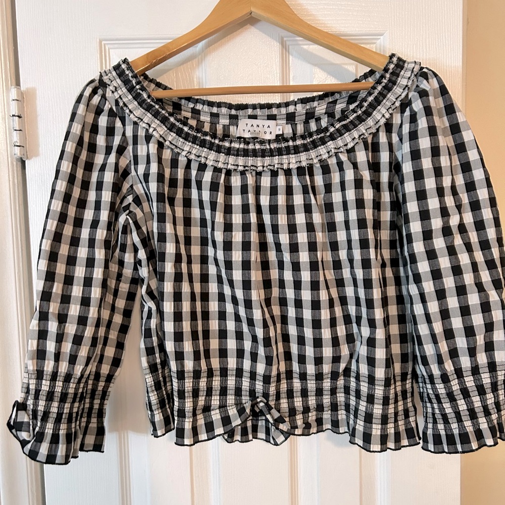 Tanya Taylor Black and White Checkered Top